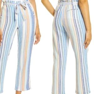 🆕NWT CASLON Stripe Tie Waist Pants In Blue-Coral Multi Stripe, SZ:S. NWT NOW$29